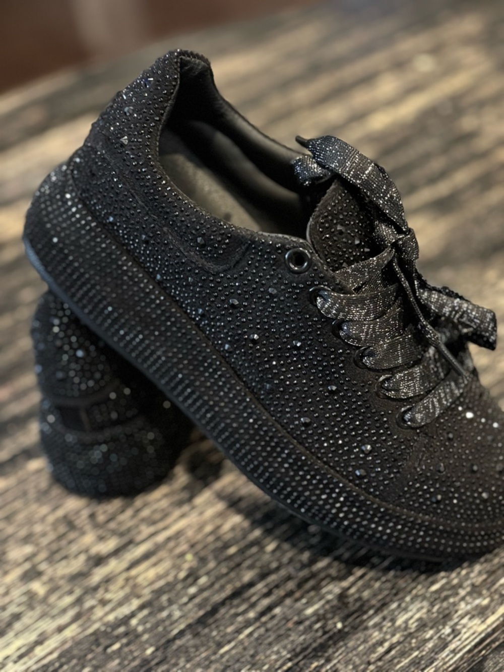 Black Sparkle Platform Sneakers